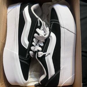 Vans Black and White Platform Old Skool Sneakers
